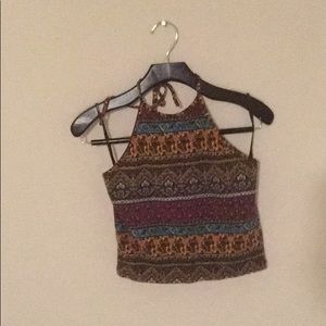 Bohemian halter tie crop top
